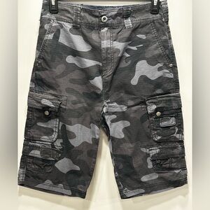Men's Camo Cargo Shorts in Black and Gray